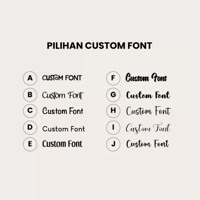 Daftar sepuluh pilihan font grafir berlabel A sampai J